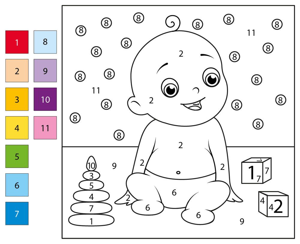Baby Color By Number Coloring Page Md Coloring Page — Free Printable — free printable coloring page